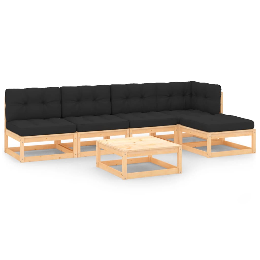vidaXL 6 pcs conjunto lounge de jardim pinho maciço