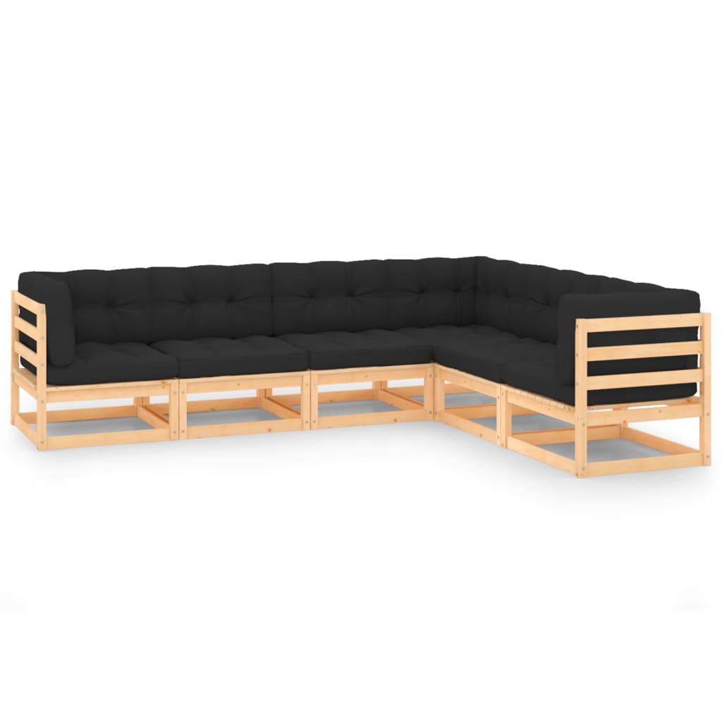 vidaXL 6 pcs conjunto lounge de jardim pinho maciço