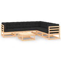 vidaXL 7 pcs conjunto lounge de jardim pinho maciço