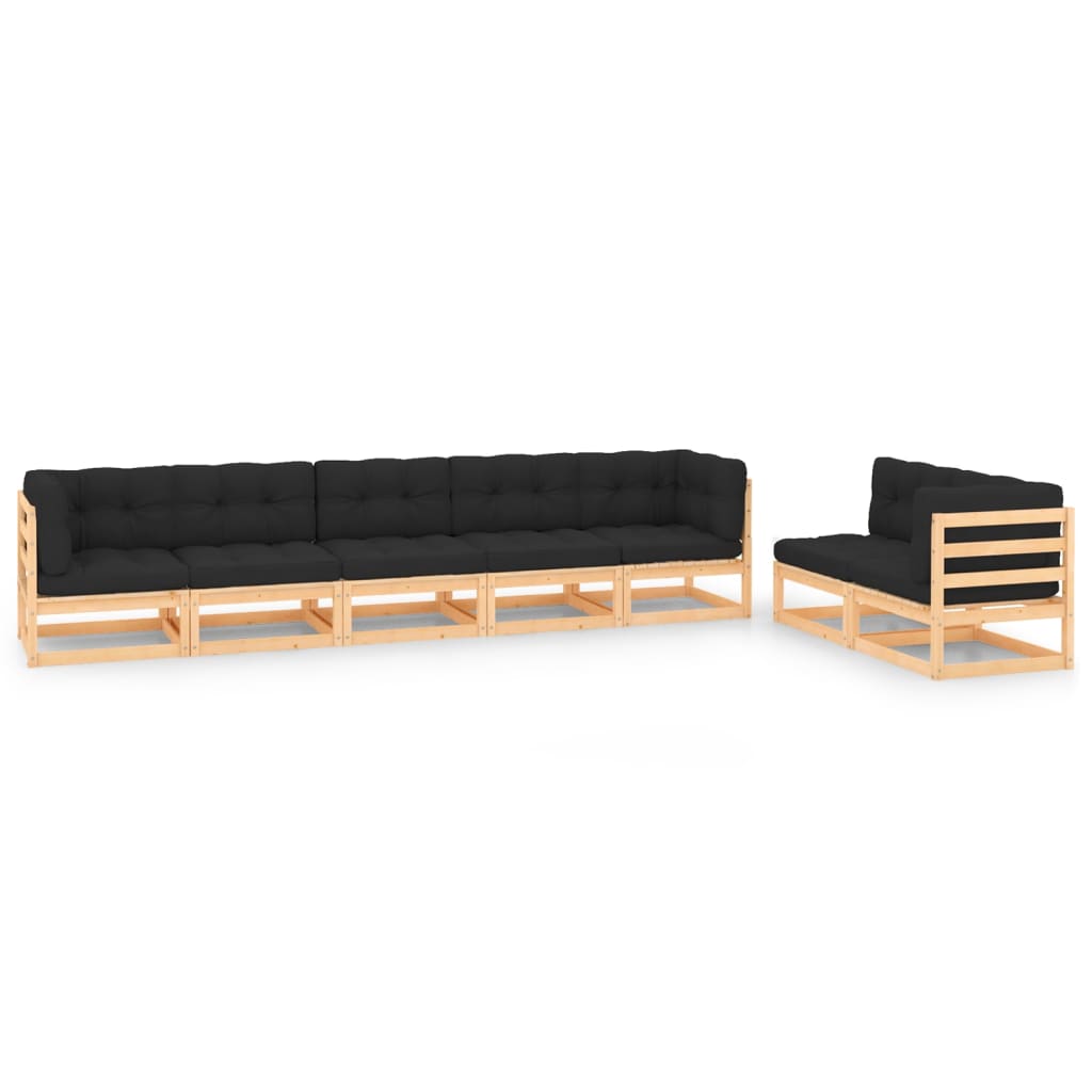 vidaXL 7 pcs conjunto lounge de jardim pinho maciço branco