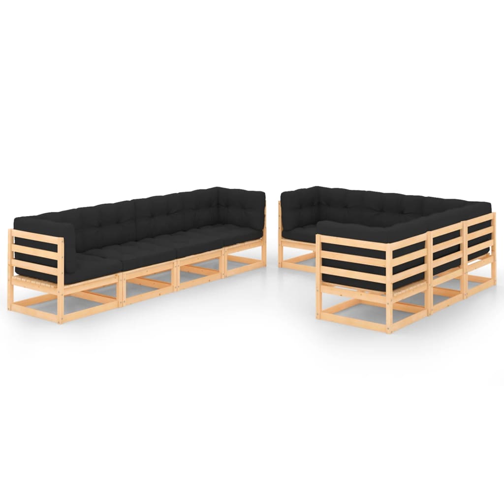 vidaXL 9 pcs conjunto lounge de jardim pinho maciço