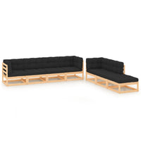 vidaXL 7 pcs conjunto lounge de jardim pinho maciço