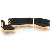 vidaXL 7 pcs conjunto lounge de jardim pinho maciço
