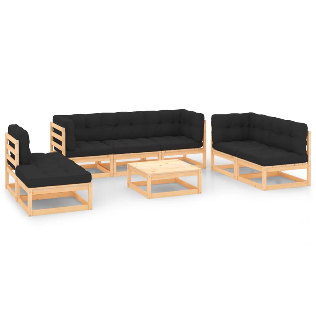 vidaXL 8 pcs conjunto lounge de jardim pinho maciço