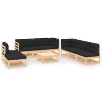 vidaXL 9 pcs conjunto lounge de jardim pinho maciço