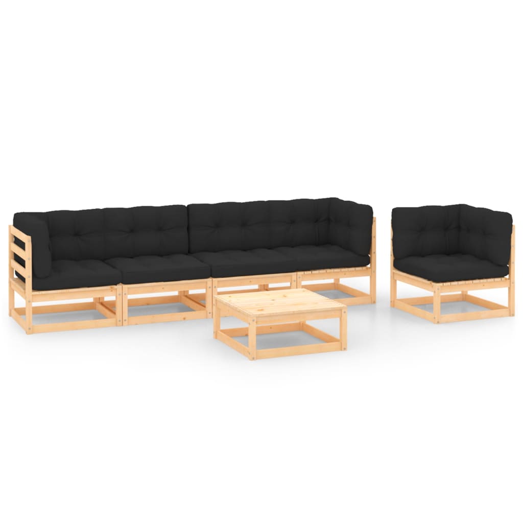 vidaXL 6 pcs conjunto lounge de jardim pinho maciço