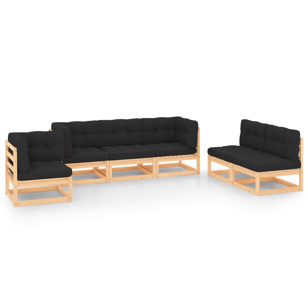 vidaXL 6 pcs conjunto lounge de jardim pinho maciço