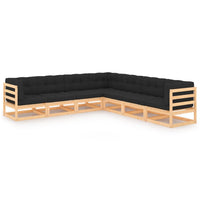 vidaXL 7 pcs conjunto lounge de jardim pinho sólido castanho mel