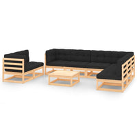 vidaXL 9 pcs conjunto lounge de jardim pinho maciço preto