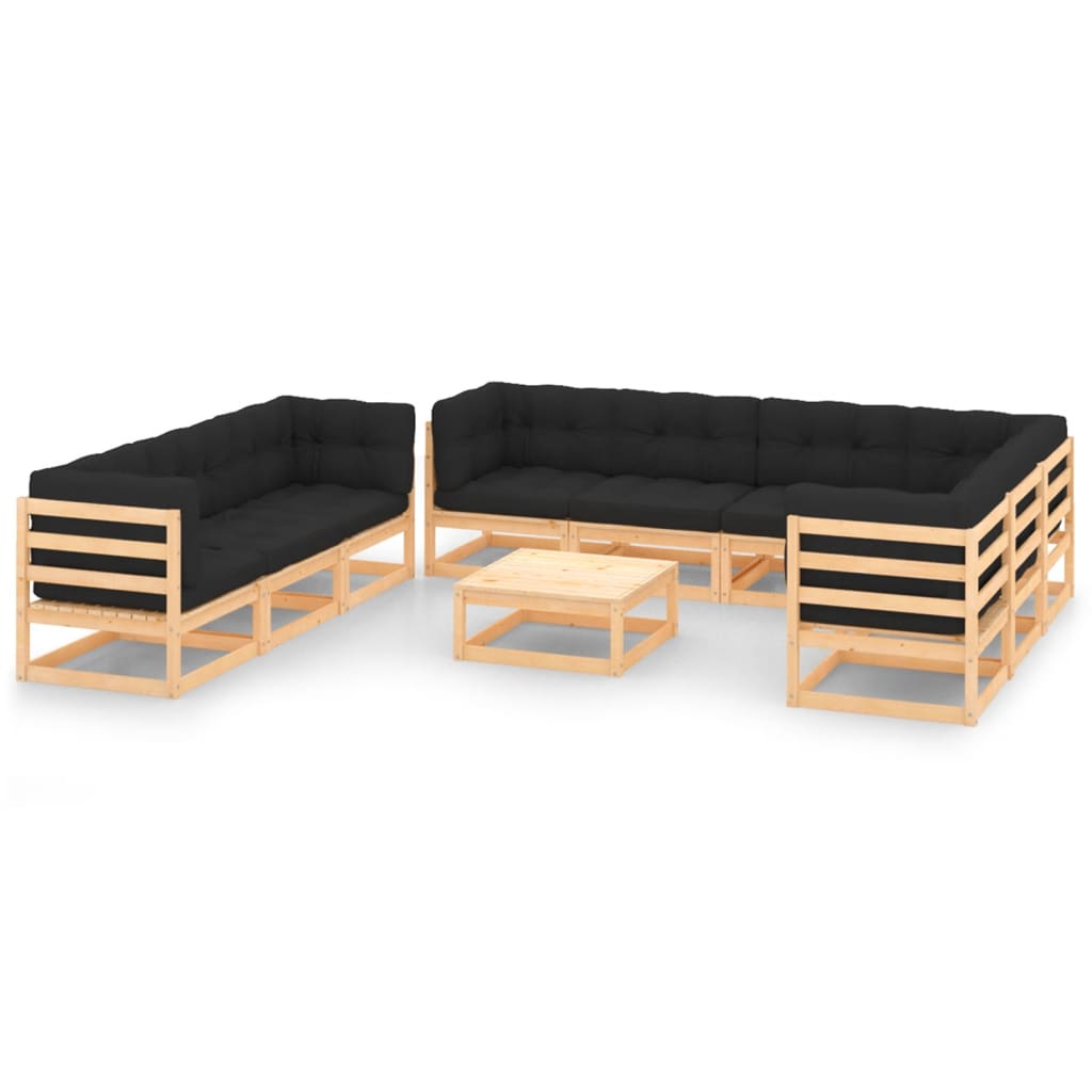 vidaXL 10 pcs conjunto lounge de jardim pinho maciço