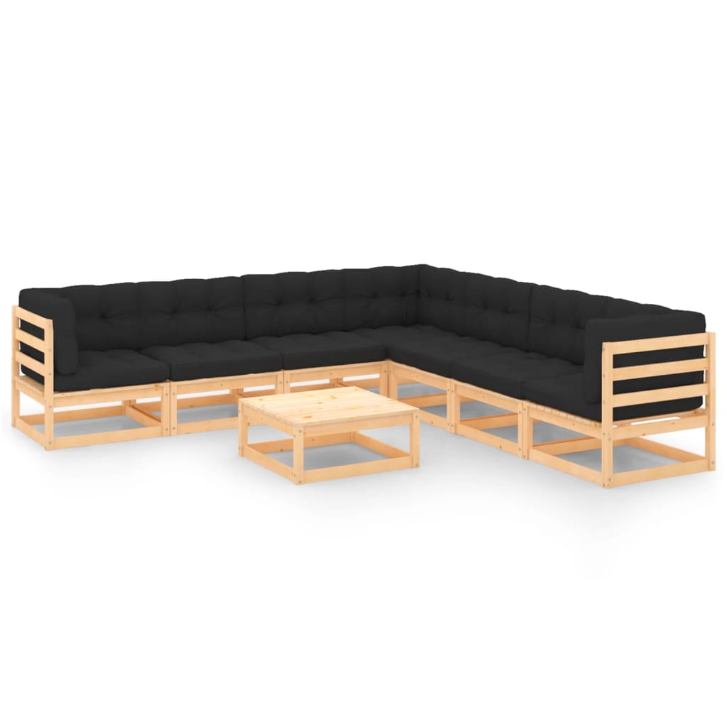 vidaXL 8 pcs conjunto lounge de jardim pinho maciço