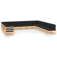 vidaXL 13 pcs conjunto lounge de jardim pinho maciço preto
