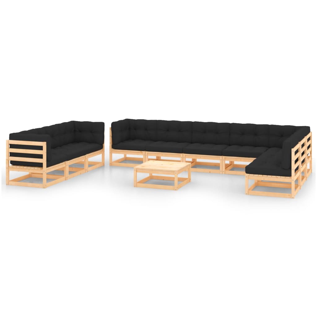 vidaXL 11 pcs conjunto lounge de jardim pinho maciço