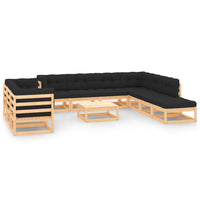 vidaXL 11 pcs conjunto lounge de jardim pinho maciço