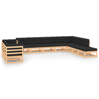 vidaXL 11 pcs conjunto lounge de jardim c/ almofadões pinho maciço