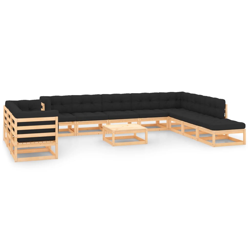 vidaXL 12 pcs conjunto lounge de jardim pinho maciço