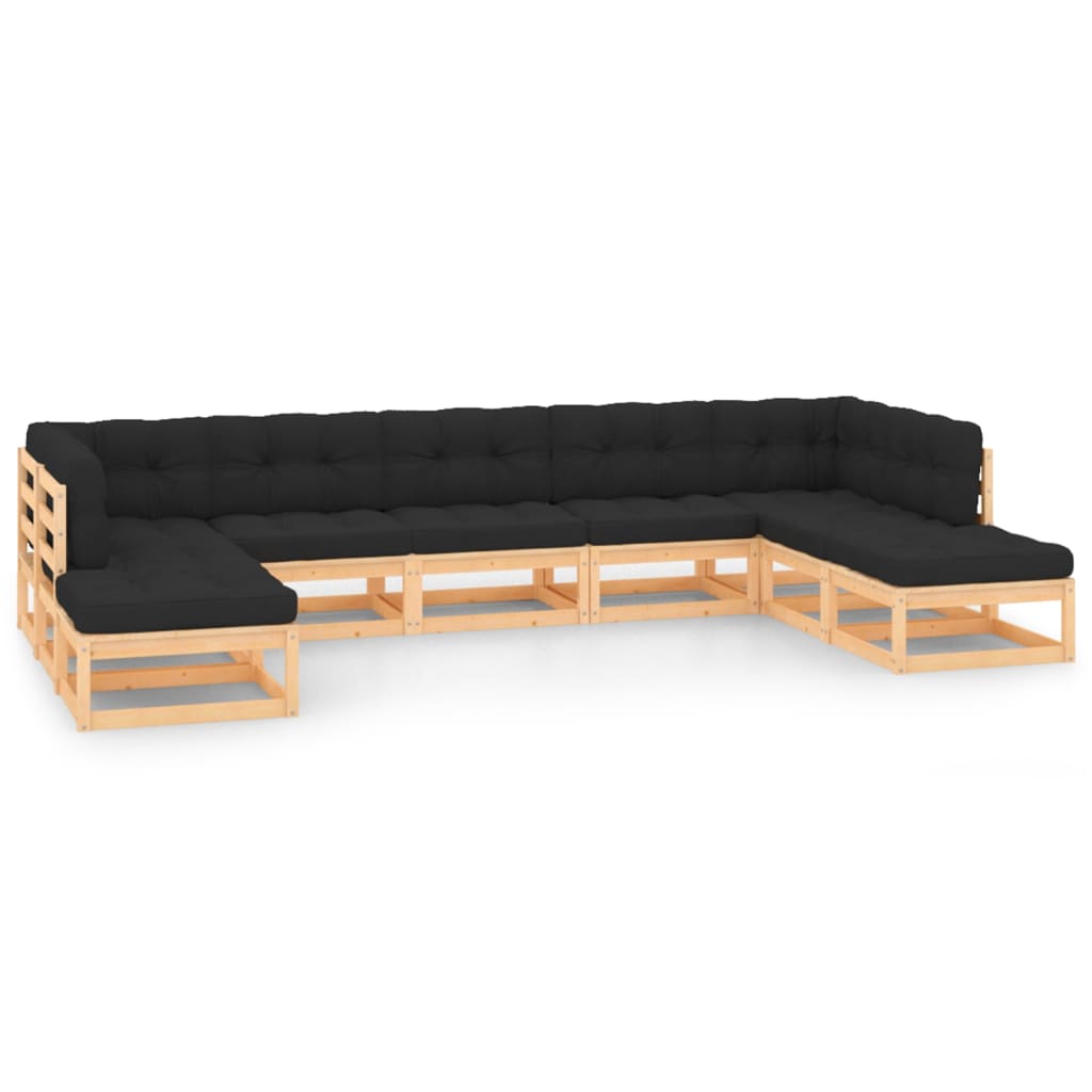 vidaXL 9 pcs conjunto lounge de jardim pinho maciço