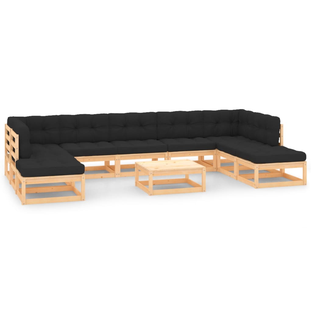 vidaXL 10 pcs conjunto lounge de jardim pinho maciço