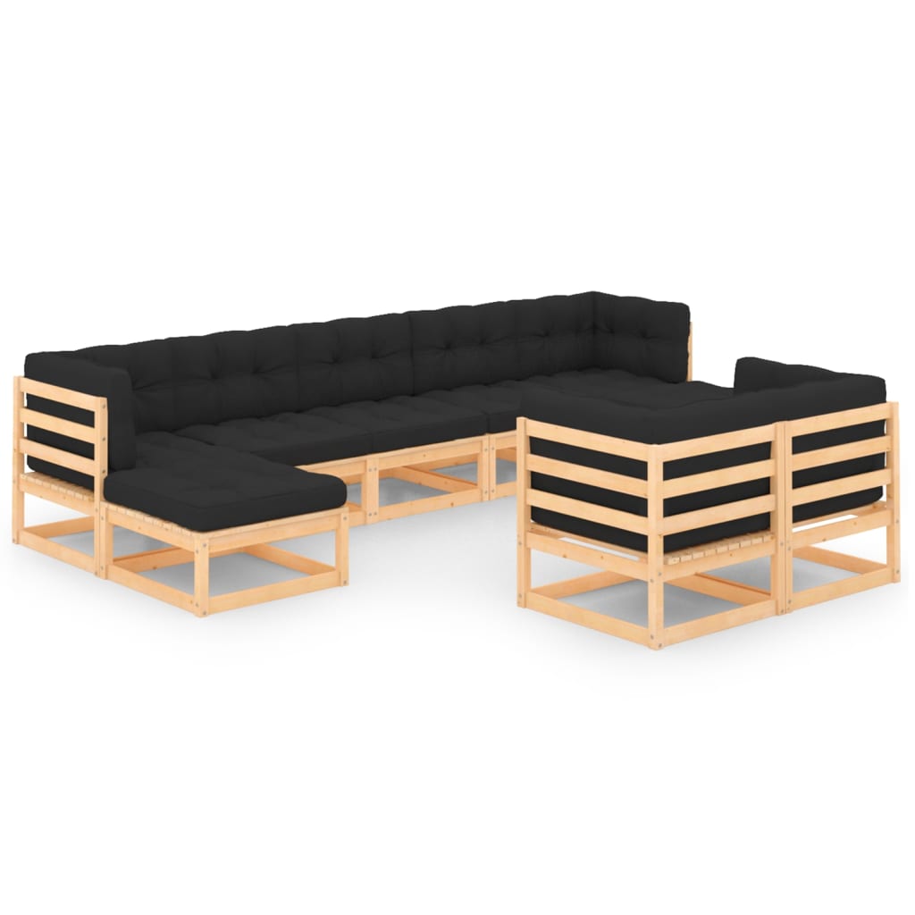 vidaXL 9 pcs conjunto lounge de jardim pinho maciço