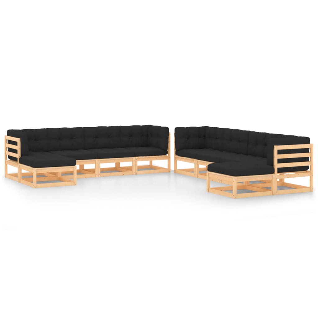 vidaXL 10 pcs conjunto lounge de jardim pinho maciço
