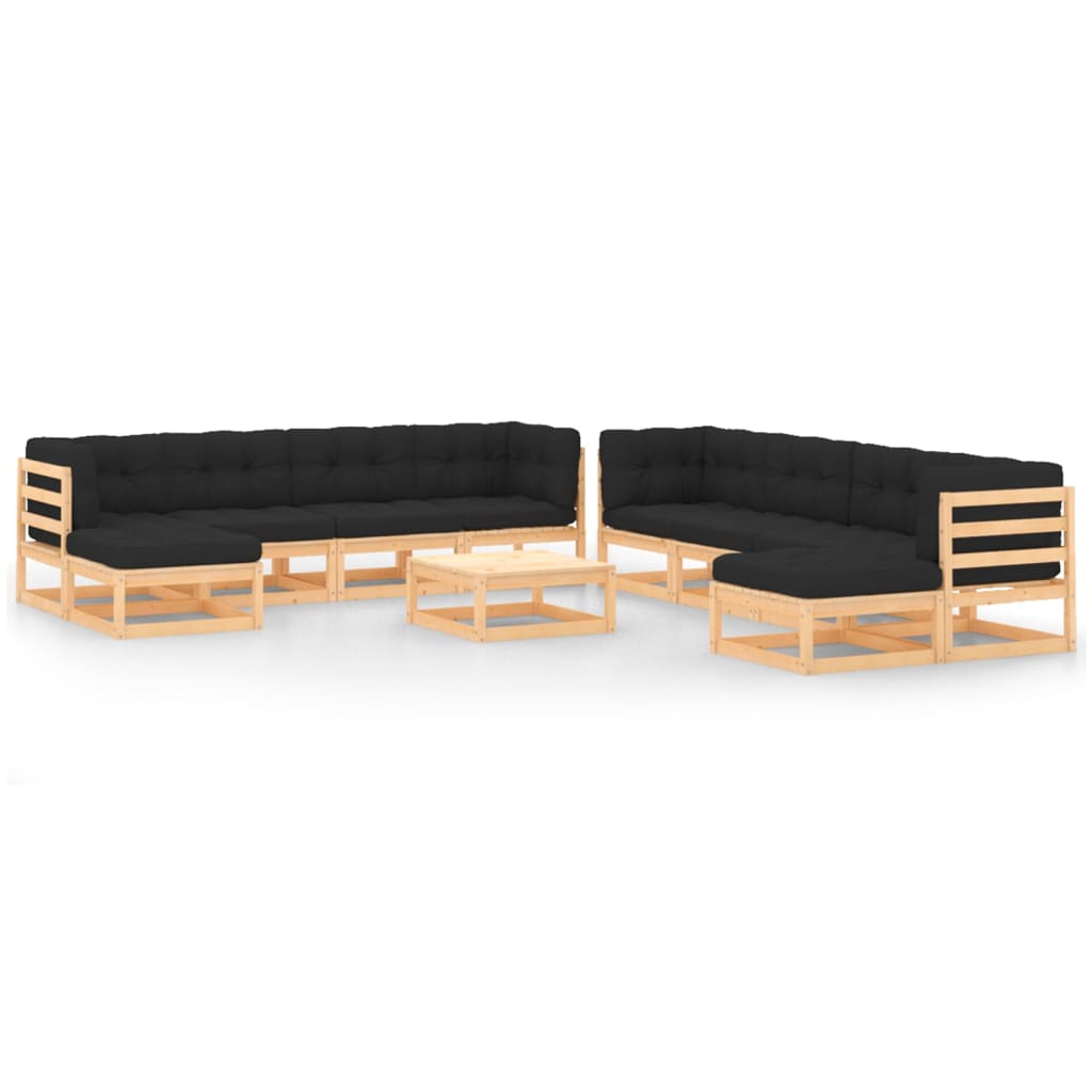 vidaXL 11 pcs conjunto lounge de jardim pinho maciço