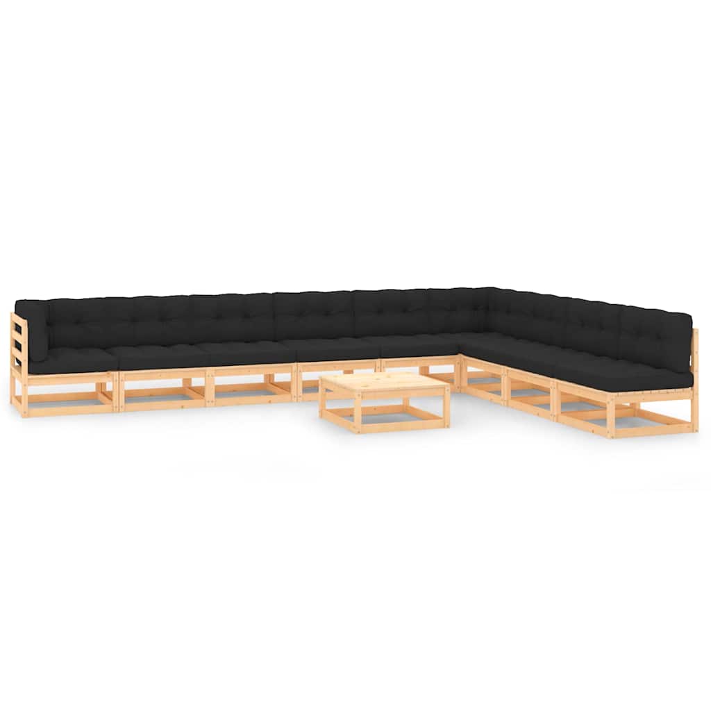 vidaXL 10 pcs conjunto lounge de jardim pinho maciço