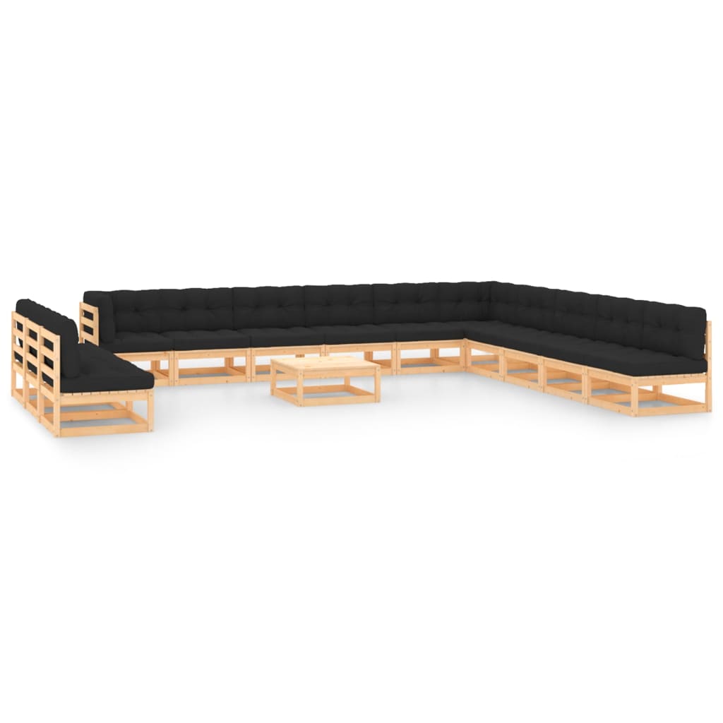 vidaXL 14 pcs conjunto lounge de jardim pinho maciço