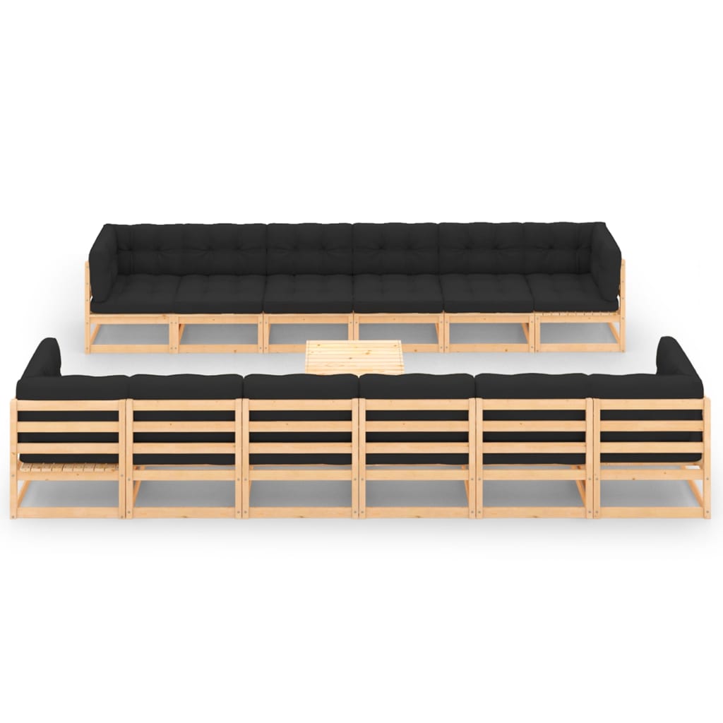 vidaXL 13 pcs conjunto lounge de jardim pinho maciço
