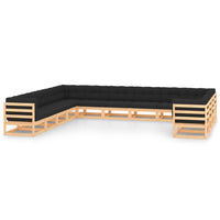 vidaXL 13 pcs conjunto lounge de jardim pinho maciço