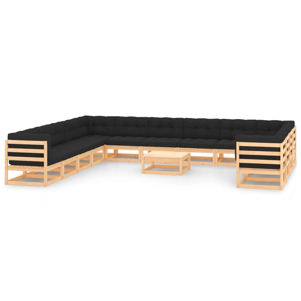 vidaXL 14 pcs conjunto lounge de jardim pinho maciço