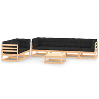 vidaXL 7 pcs conjunto lounge de jardim pinho maciço