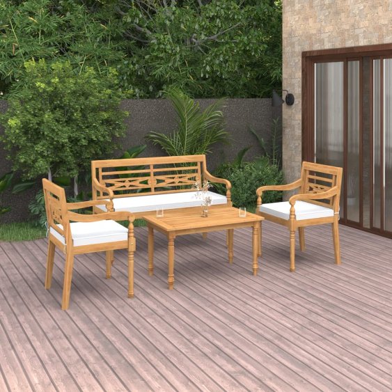 vidaXL 4 pcs conjunto lounge de jardim madeira de teca maciça
