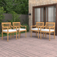 vidaXL Cadeiras Batávia c/ almofadões cinzento-escuro 2pcs teca maciça