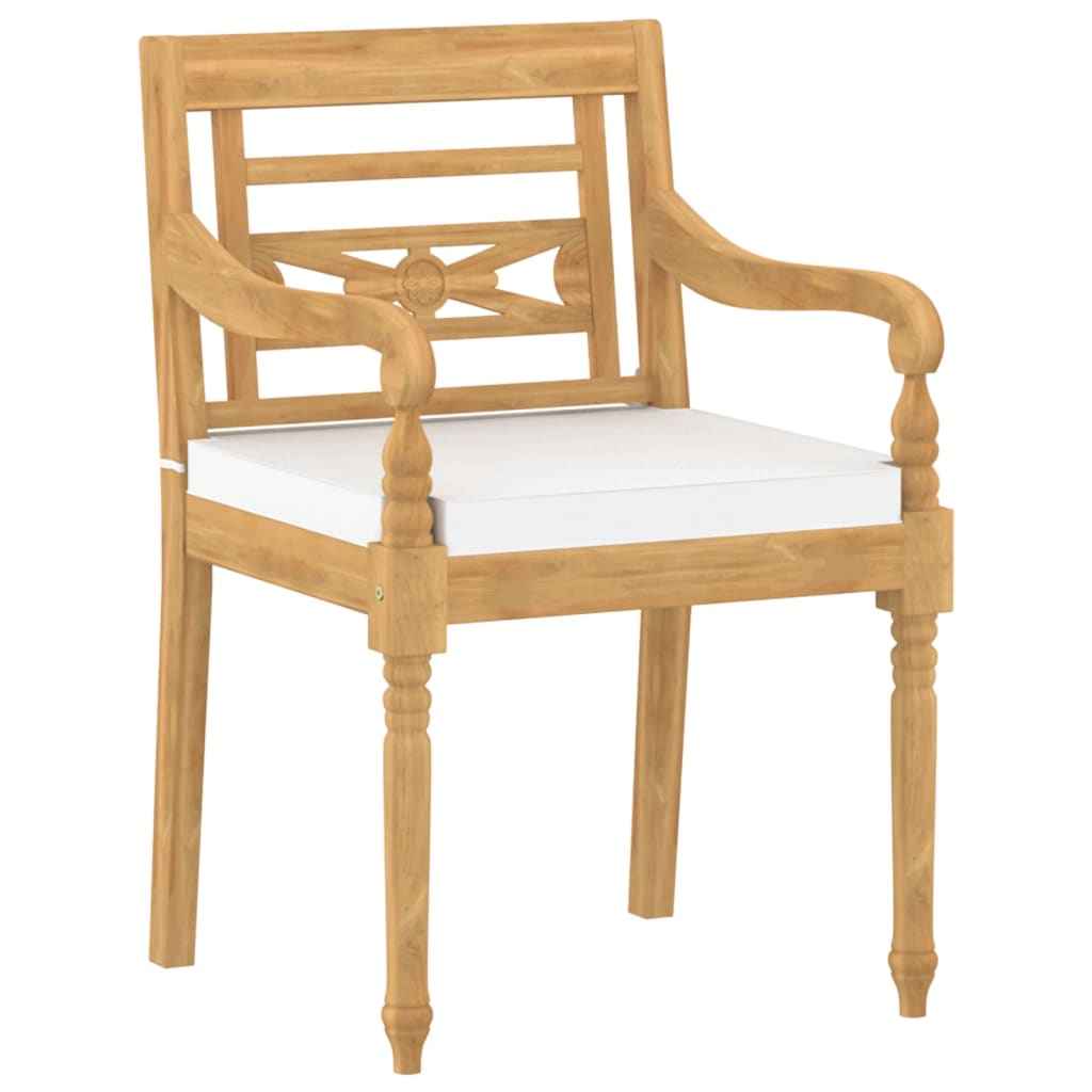 vidaXL Cadeiras Batávia com almofadões 4 pcs madeira de teca maciça