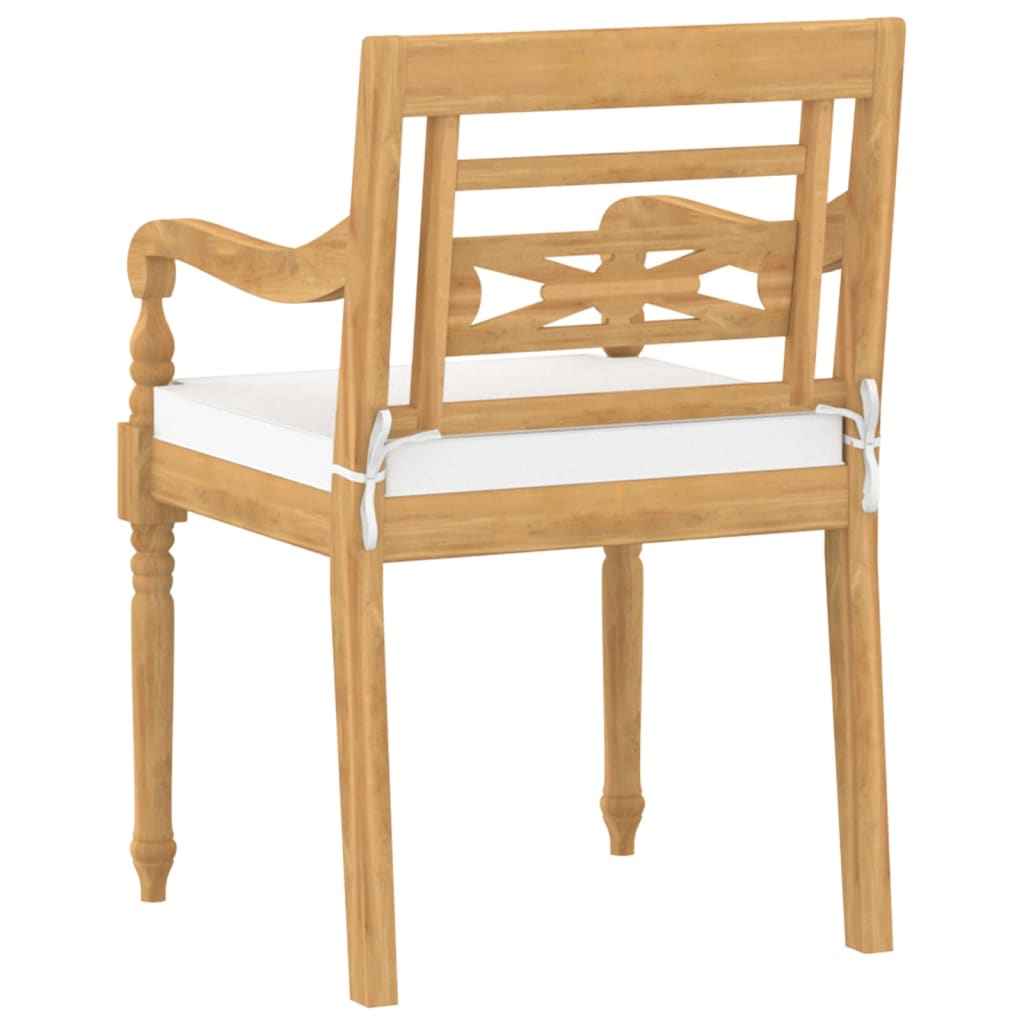 vidaXL Cadeiras Batávia com almofadões 4 pcs madeira de teca maciça
