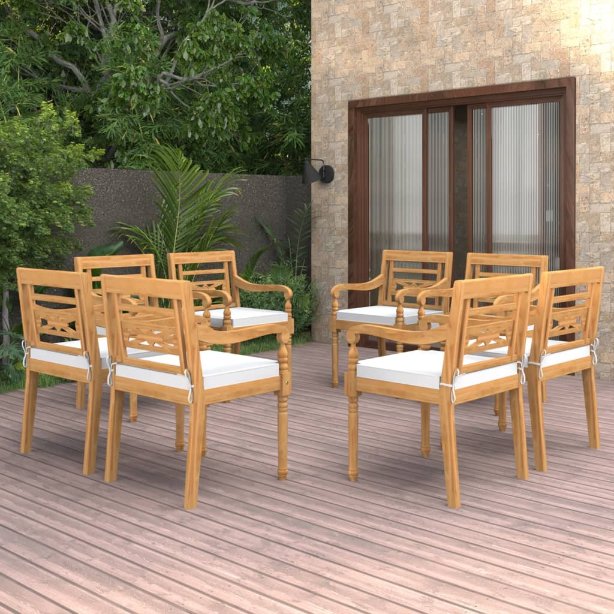 vidaXL Cadeiras Batávia c/ almofadões cinzento-escuro 2pcs teca maciça