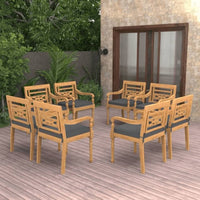 vidaXL Cadeiras Batávia c/ almofadões cinzento-escuro 2pcs teca maciça
