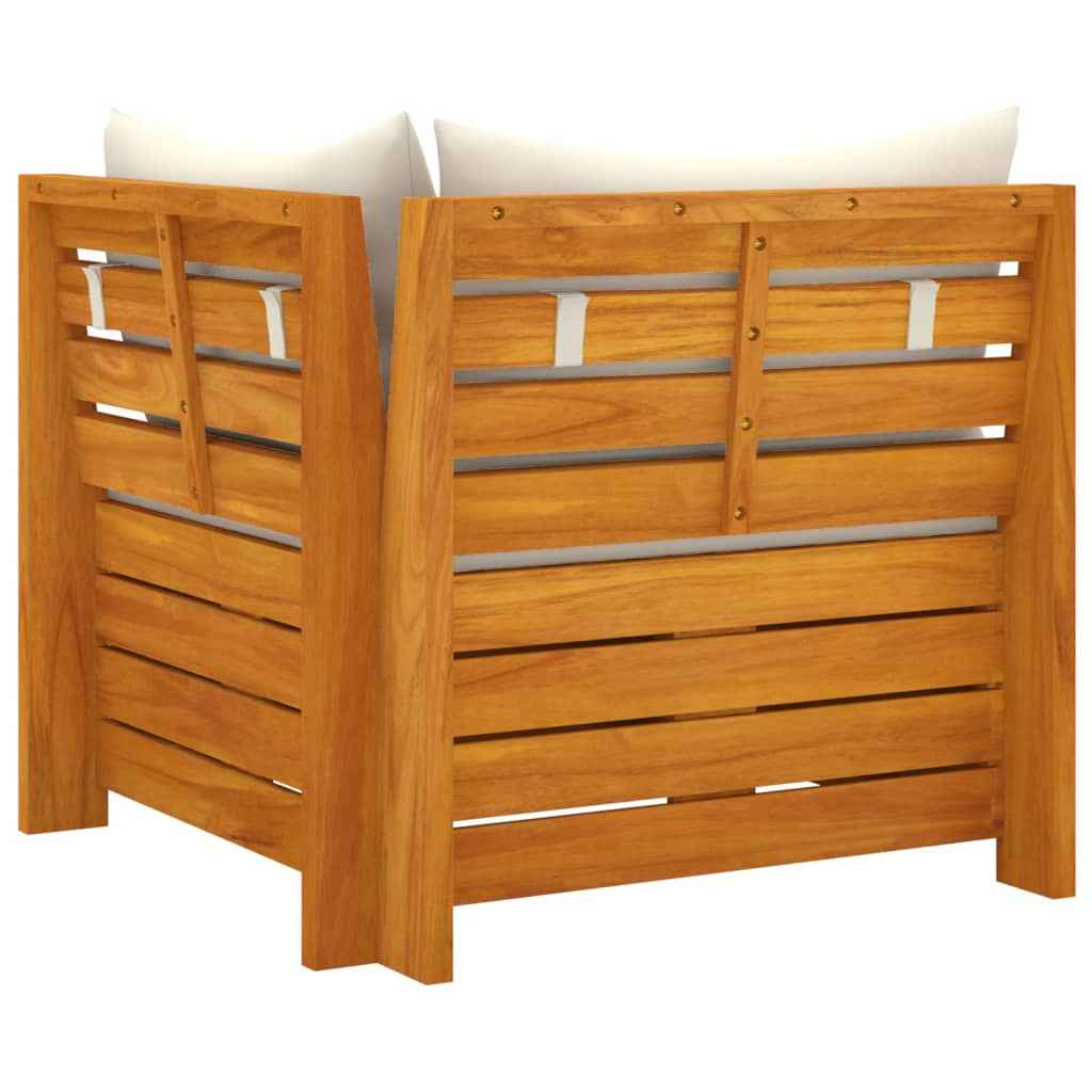 vidaXL Sofá de jardim 2 lugares c/ almofadões madeira de acácia maciça