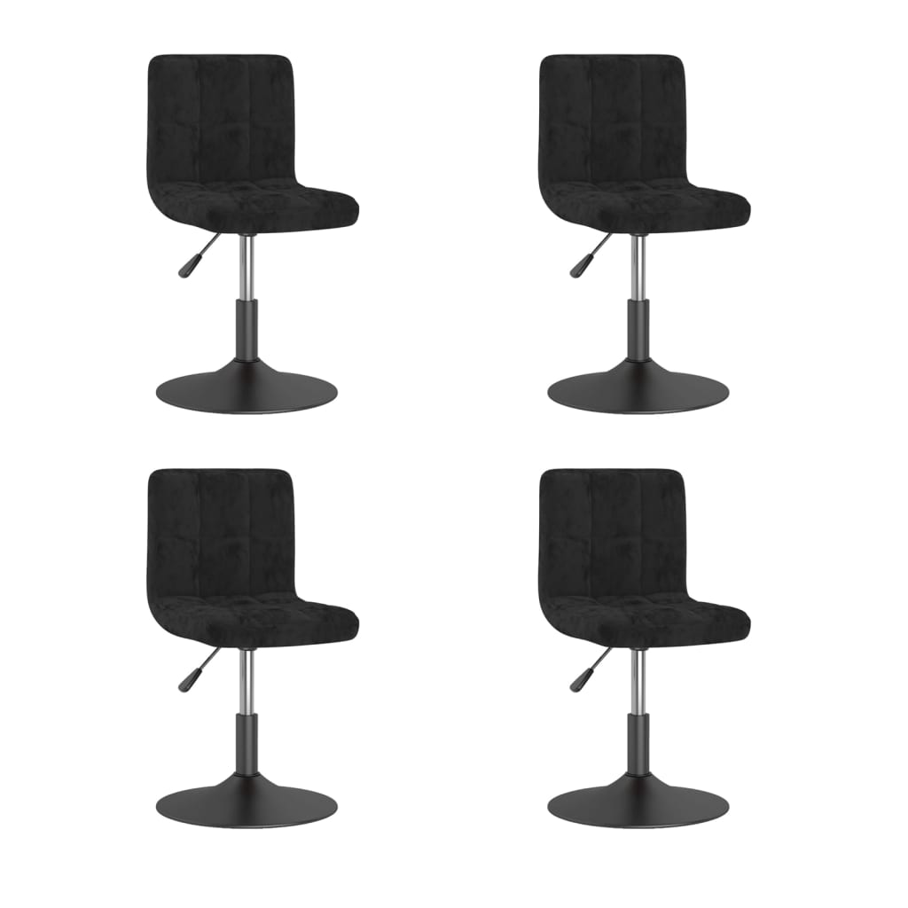 vidaXL Cadeiras de jantar giratórias 4 pcs veludo preto