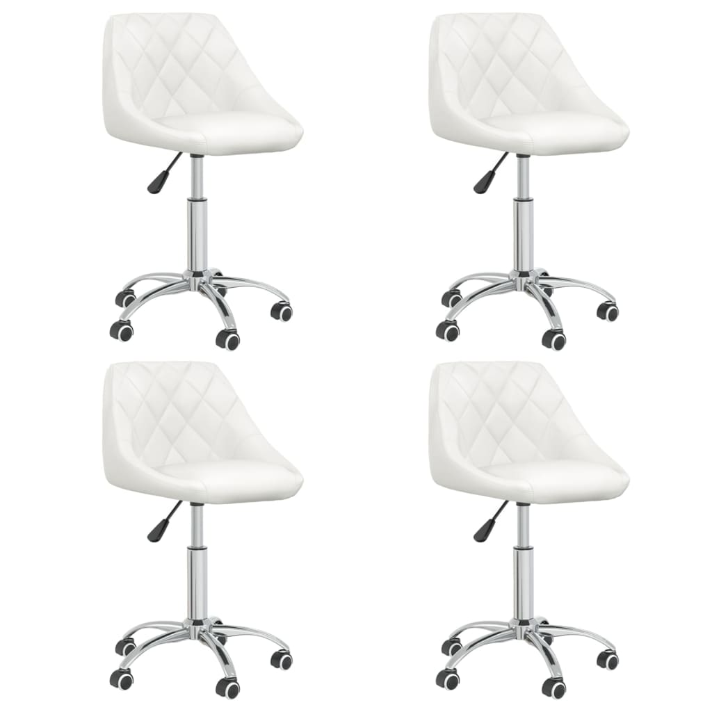 vidaXL Cadeiras de jantar giratórias 4 pcs couro artificial branco