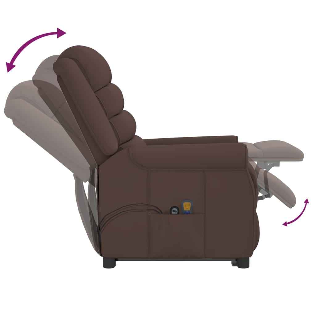 vidaXL Poltrona de massagens elevatória couro artificial castanho