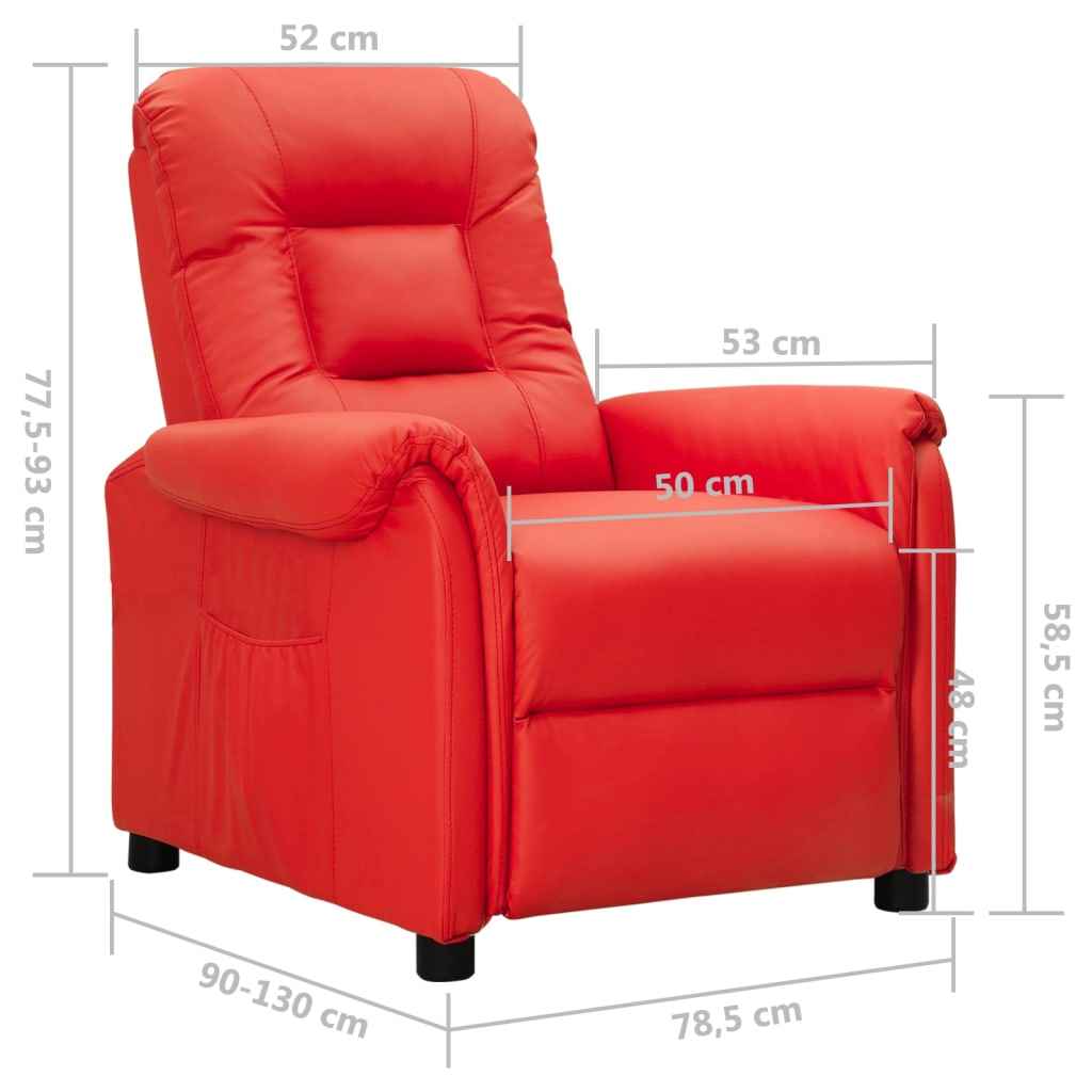 vidaXL Poltrona elevatória couro artificial vermelho