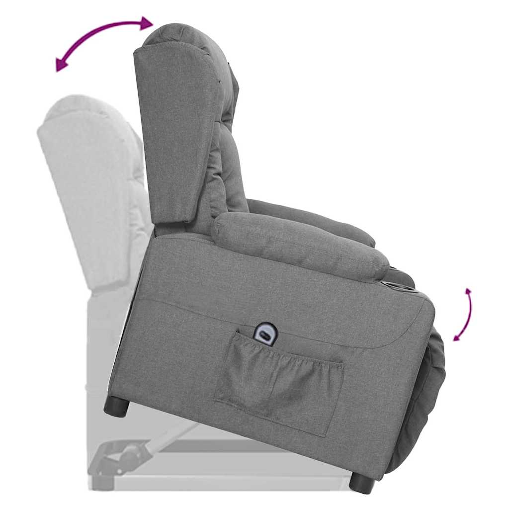 vidaXL Poltrona elevatória tecido cinzento-claro