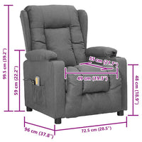 vidaXL Poltrona elevatória de massagens tecido cinzento-claro
