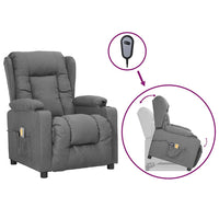 vidaXL Poltrona elevatória de massagens tecido cinzento-claro