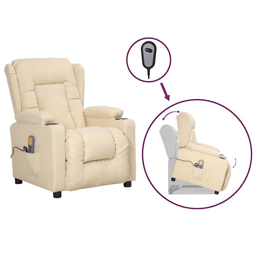 vidaXL Poltrona elevatória de massagens tecido cinzento-claro