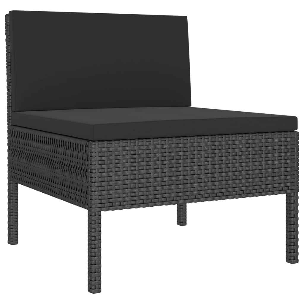 vidaXL 9 pcs conjunto lounge de jardim c/ almofadões vime PE preto