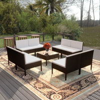 vidaXL 5 pcs conjunto lounge de jardim c/ almofadões vime PE preto