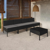 vidaXL 9 pcs conjunto lounge de jardim c/ almofadões vime PE preto