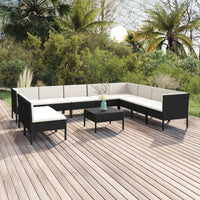 vidaXL 5 pcs conjunto lounge de jardim c/ almofadões vime PE preto